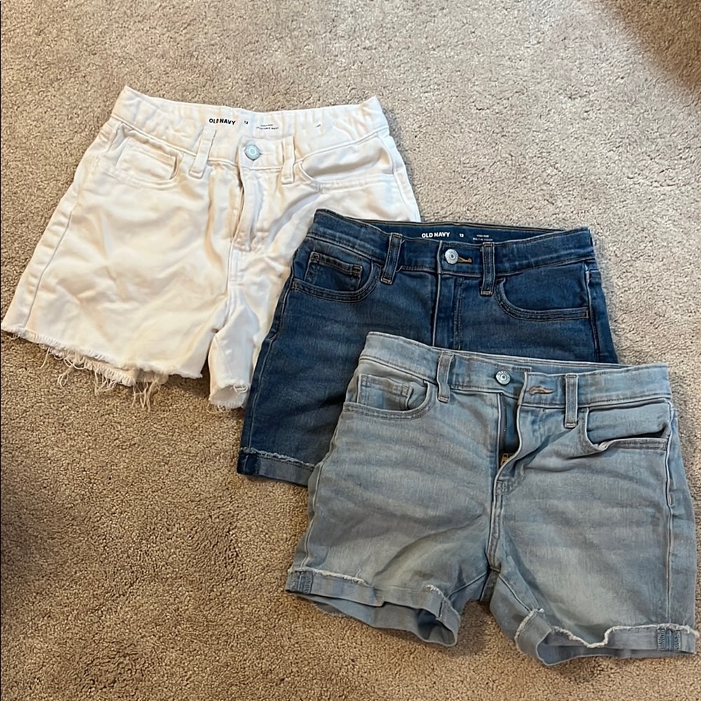 Old Navy Girls Denim Shorts - White and Blue